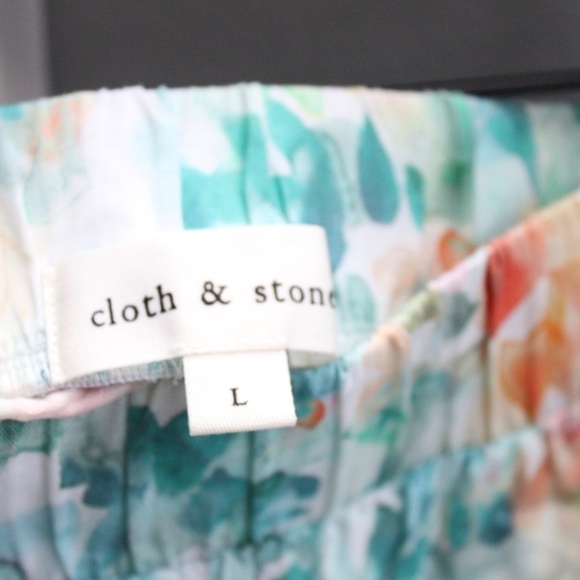 Anthropologie Cloth & Stone Green White Floral A-Line Mini Tiered Skirt SZ Large - Picture 3 of 9